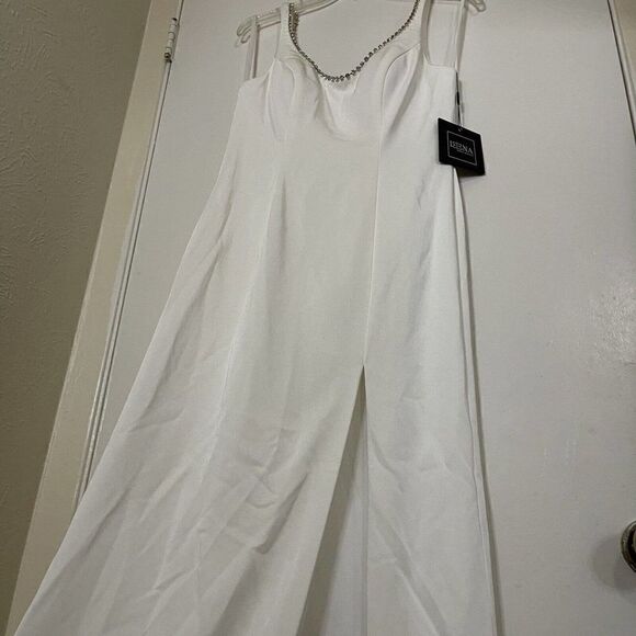 NWT! MAC DUGGAL SLEEVELESS CRYSTAL SCOOP NECKLINE COLUMN White GOWN US-6 26583 - Picture 3 of 12